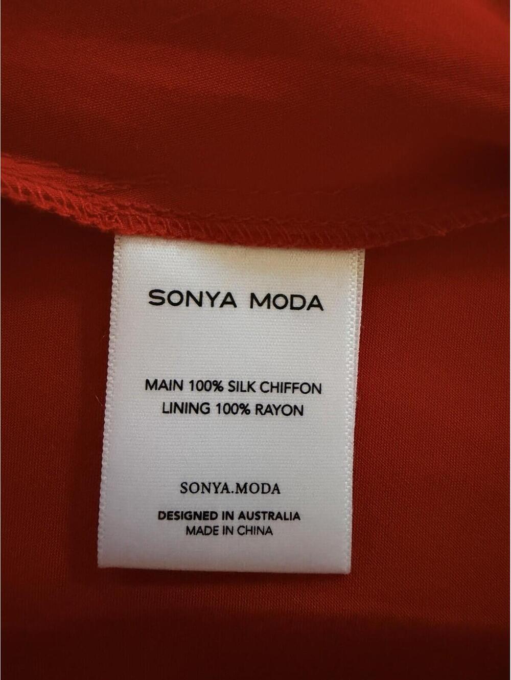New Sonya Moda Alma Plunge Bias Cut Silk Organza Gown In Lola Red Size M $420 - Picture 12 of 13